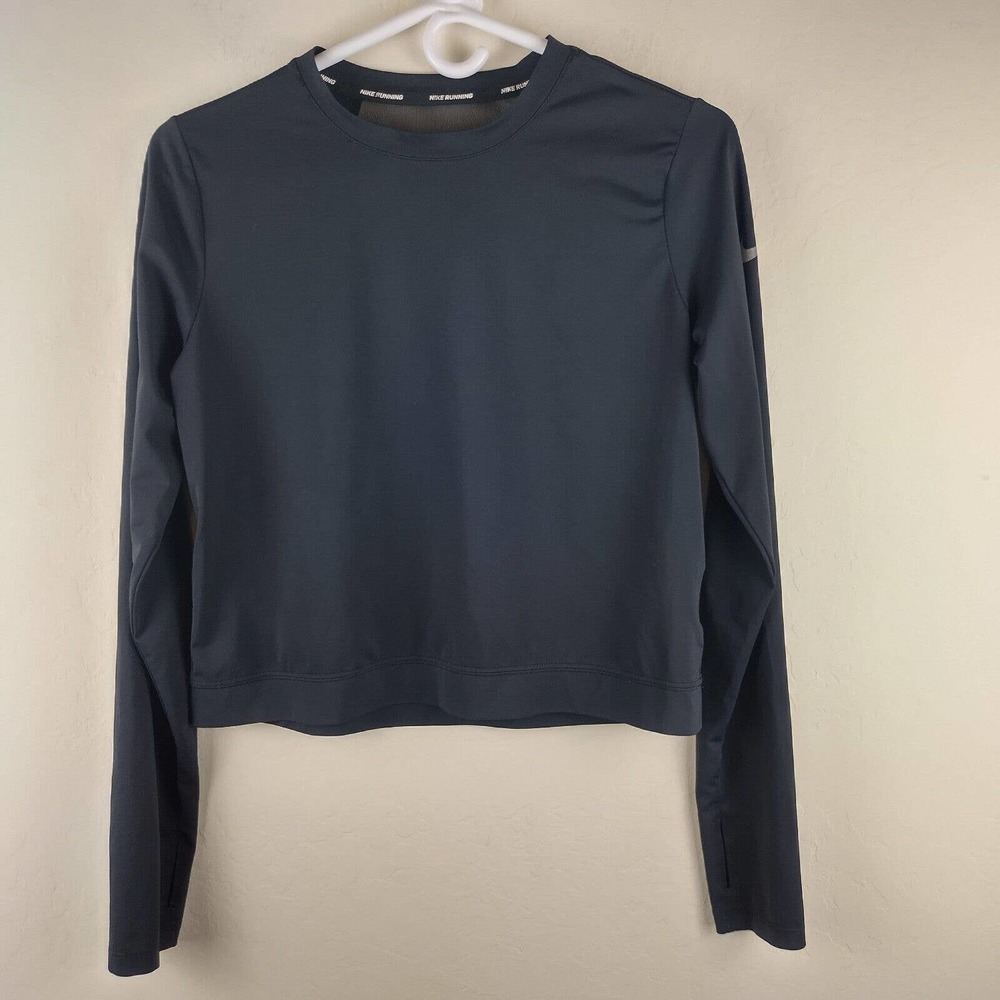 Nike Running Black Mesh Back Crew Neck Long Sleeve Small